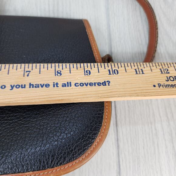 Vtg Dooney & Bourke Pebble Leather Crossbody Purse Black Brown Trim Shoulder Bag - Picture 15 of 16